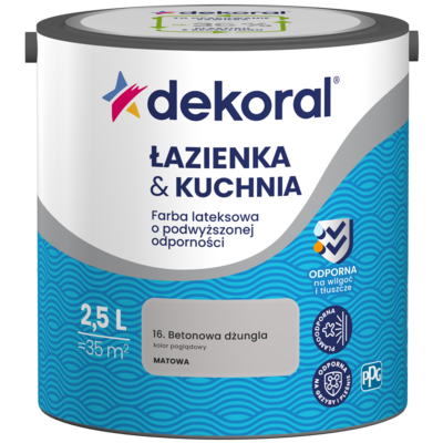 Farba lateksowa o podwyższonej odporności ŁAZIENKA KUCHNIA Betonowa dżungla 2,5 l Dekoral