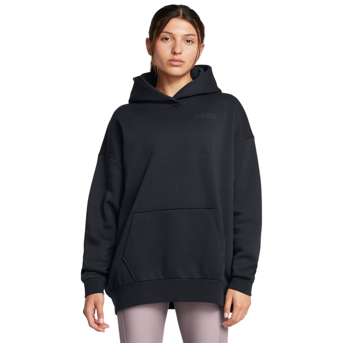 Damska bluza dresowa nierozpinana z kapturem Under Armour UA Icon Flc Ultra Os Hdy - czarna - UNDER ARMOUR