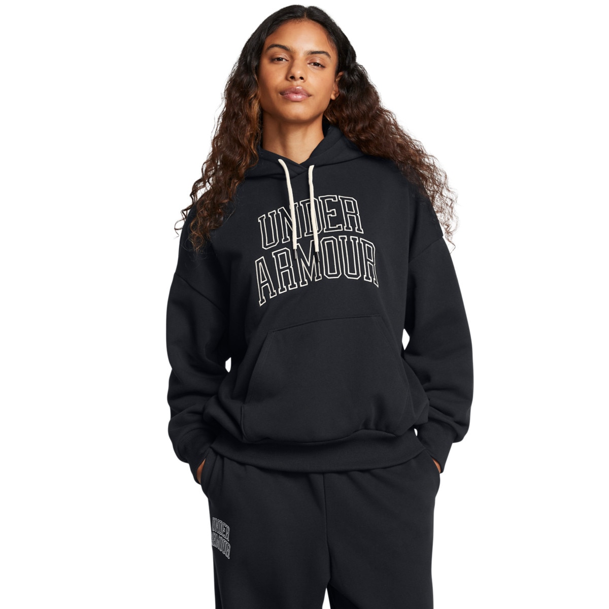 Damska bluza dresowa nierozpinana z kapturem Under Armour UA Icon Hwt Terry Os Hdy - czarna - UNDER ARMOUR