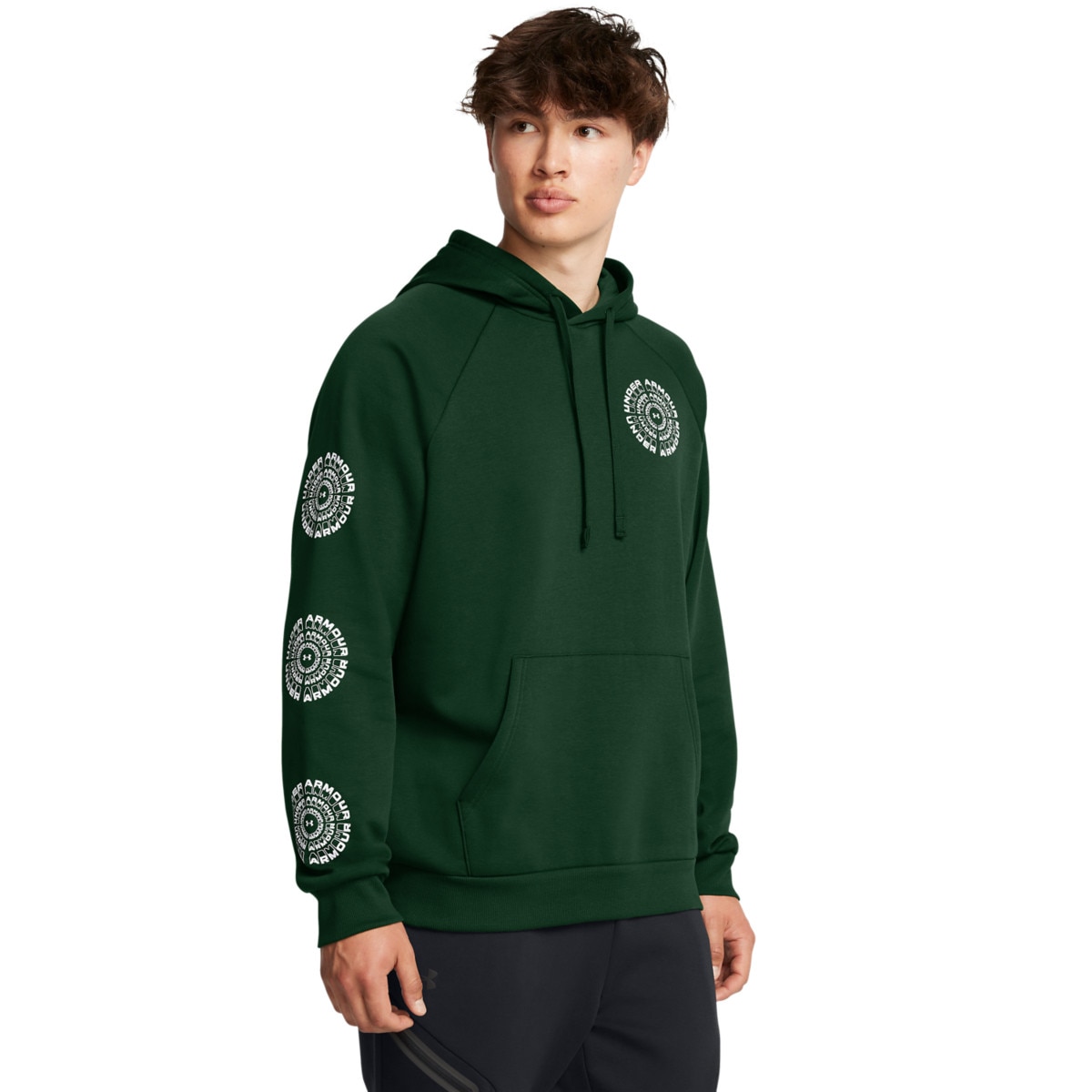 Męska bluza dresowa nierozpinana z kapturem Under Armour UA Rival Fleece Hbr Logo Hd - zielona - UNDER ARMOUR