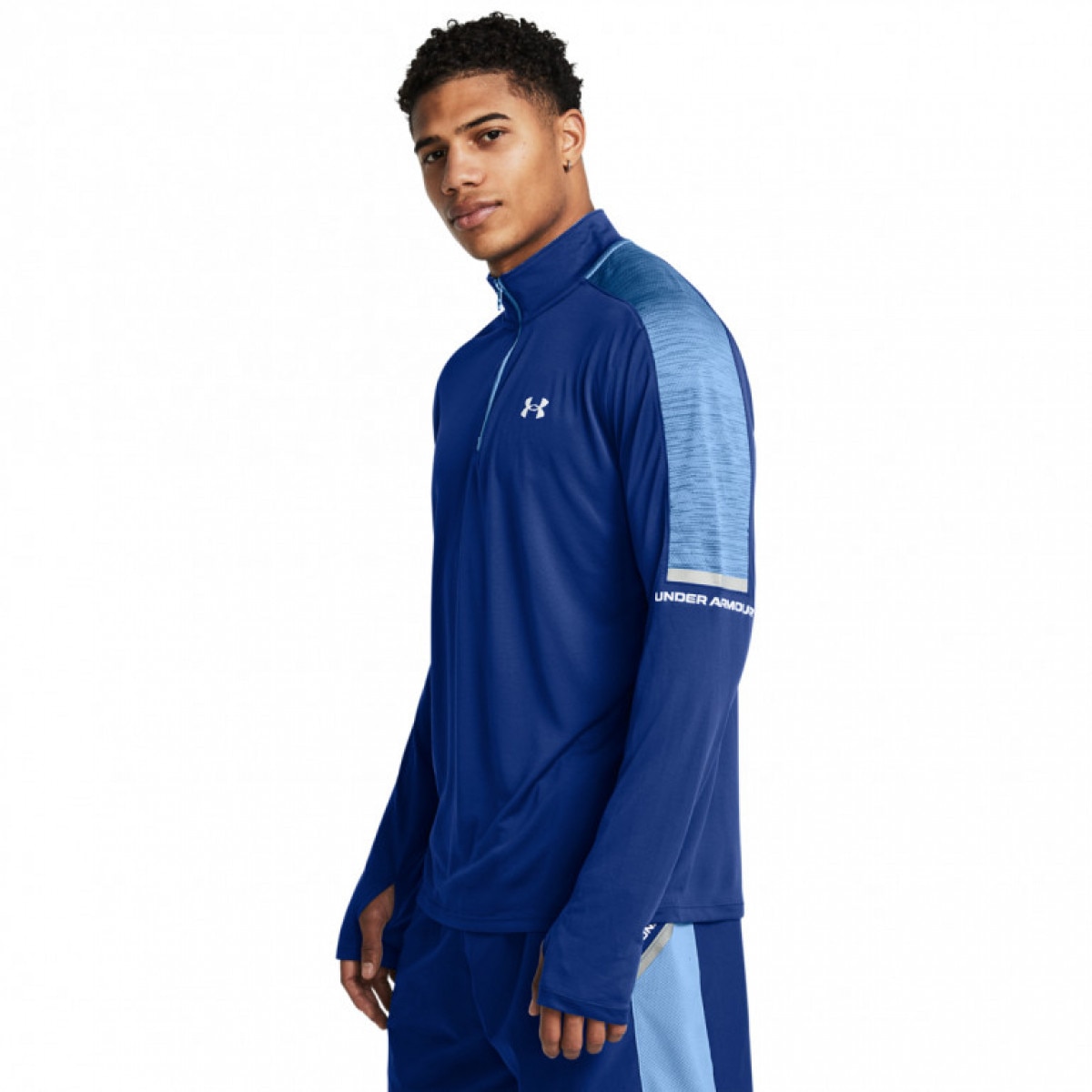 Męski longsleeve treningowy Under Armour UA Tech Utility 1/4 Zip - niebieski - UNDER ARMOUR