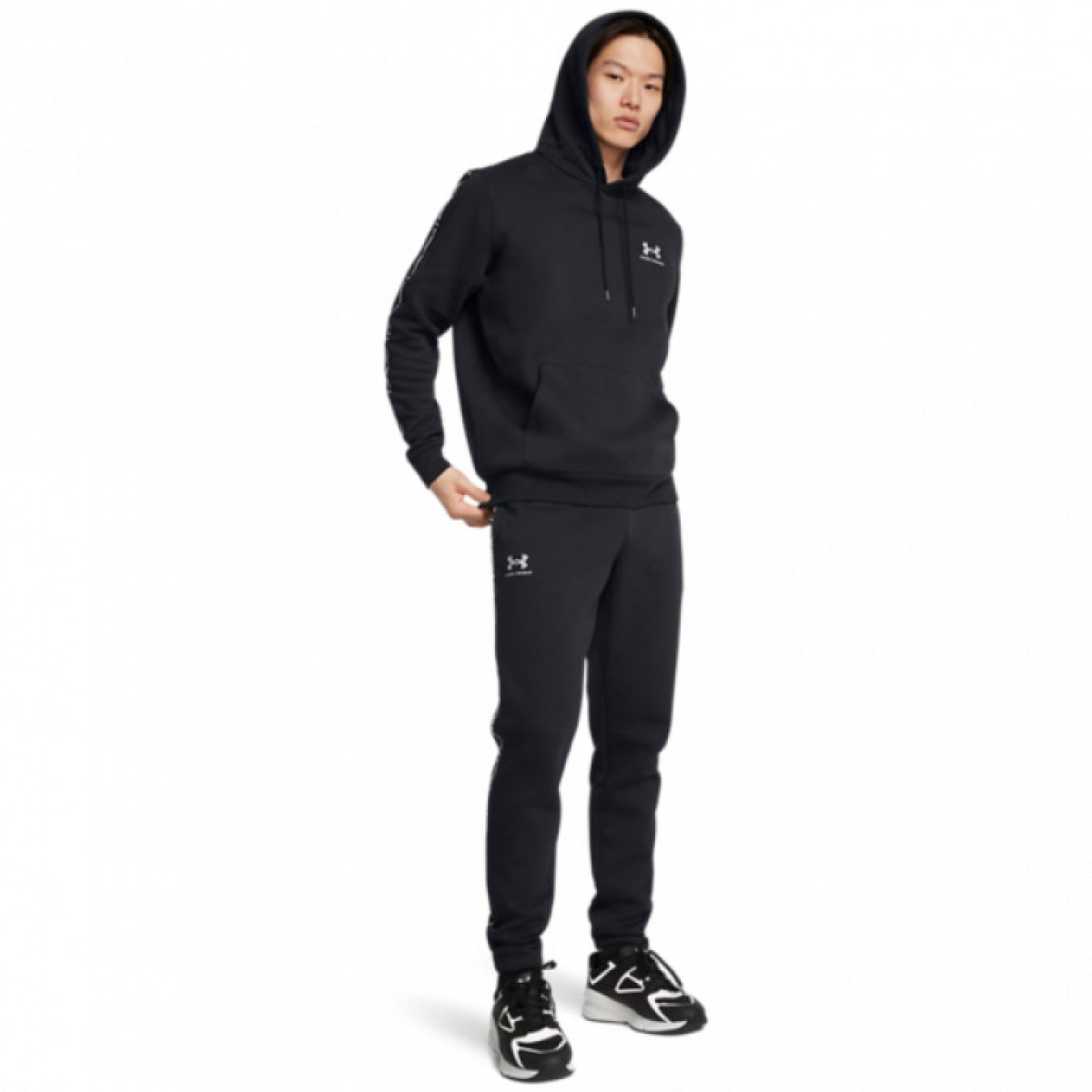 Męskie spodnie dresowe Under Armour UA Icon Fleece Jogger Taping - czarne - UNDER ARMOUR