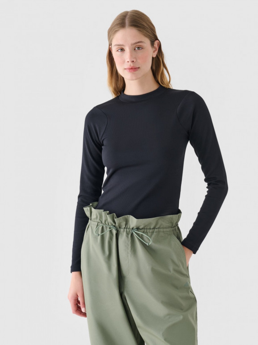 Damski longsleeve basic 4F 4FWAW24TLONF361 - czarny