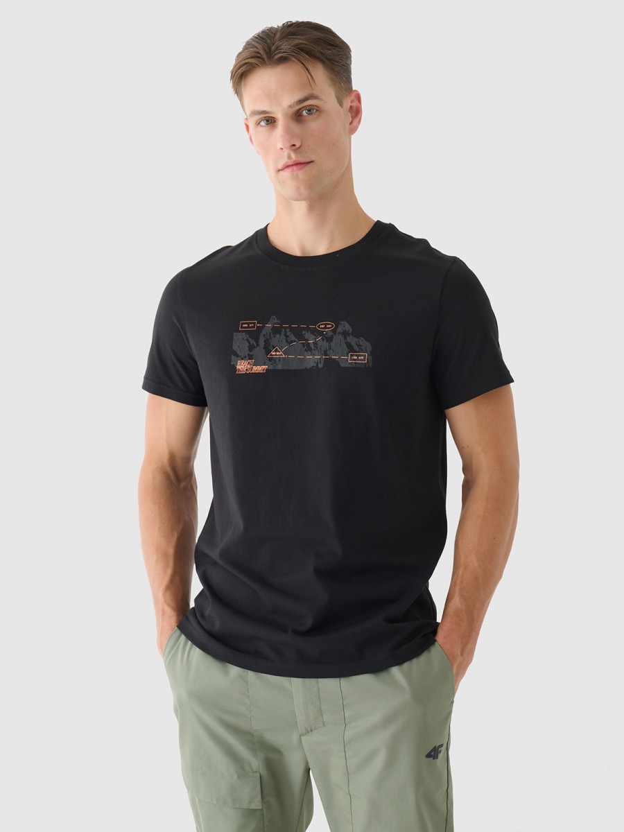 Męski t-shirt z nadrukiem 4F 4FRAW24TTSHM2580 - czarny