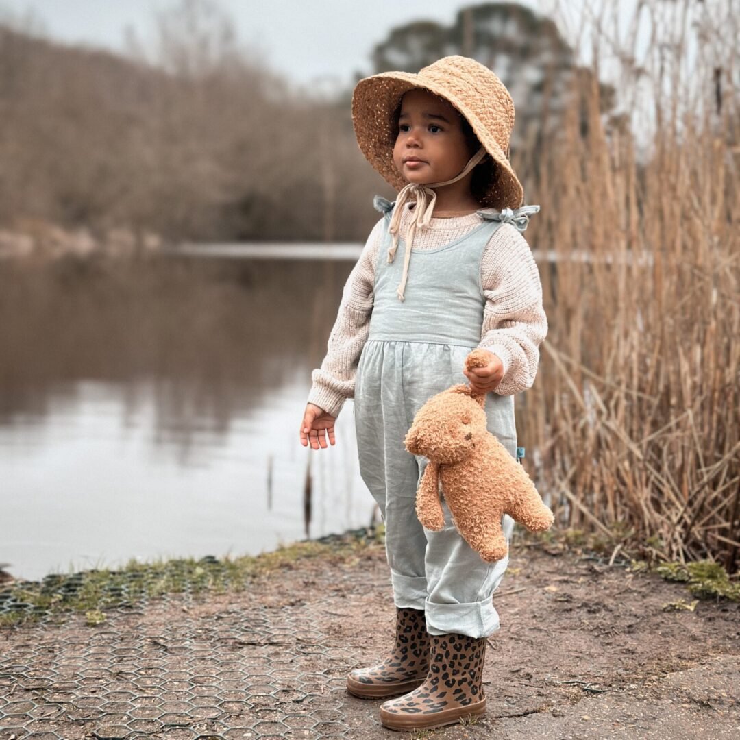 Lniany kombinezon | niebieski - Nomad Kid - 128/134