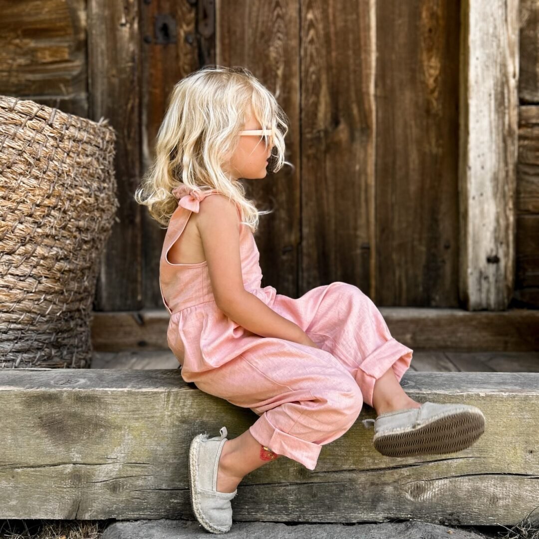 Lniany kombinezon | różowy - Nomad Kid - 92/98