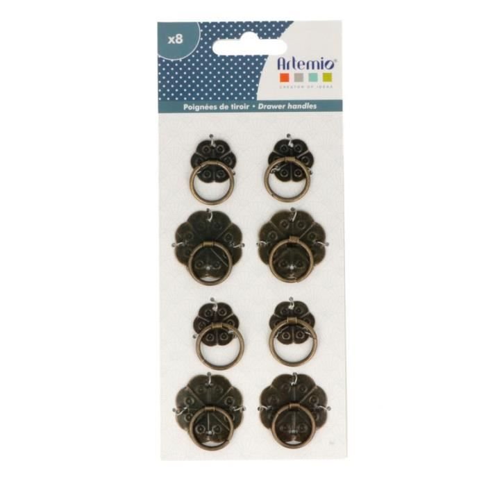 8 metalowych ozdób Uchwyt szuflady „Artemio - Japan”.