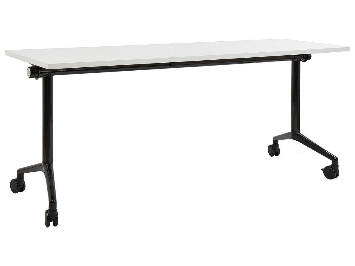 Biurko składane z kółkami 180 x 60 cm białe z czarnym CAVI