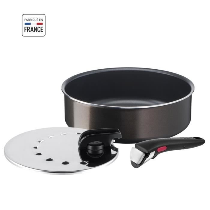 TEFAL INGENIO Easy Plus Patelnia do smażenia 24 cm + pokrywka + uchwyt, nieindukcyjna, powłoka nieprzywierająca, wyprodukowana we Francji L1509002
