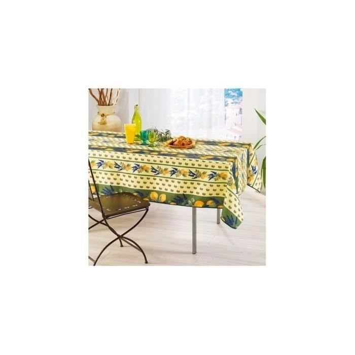 Prowansalski prostokątny lub okrągły obrus przeciw plamom 100% poliester - cytrynowy - zielony - 150x240
