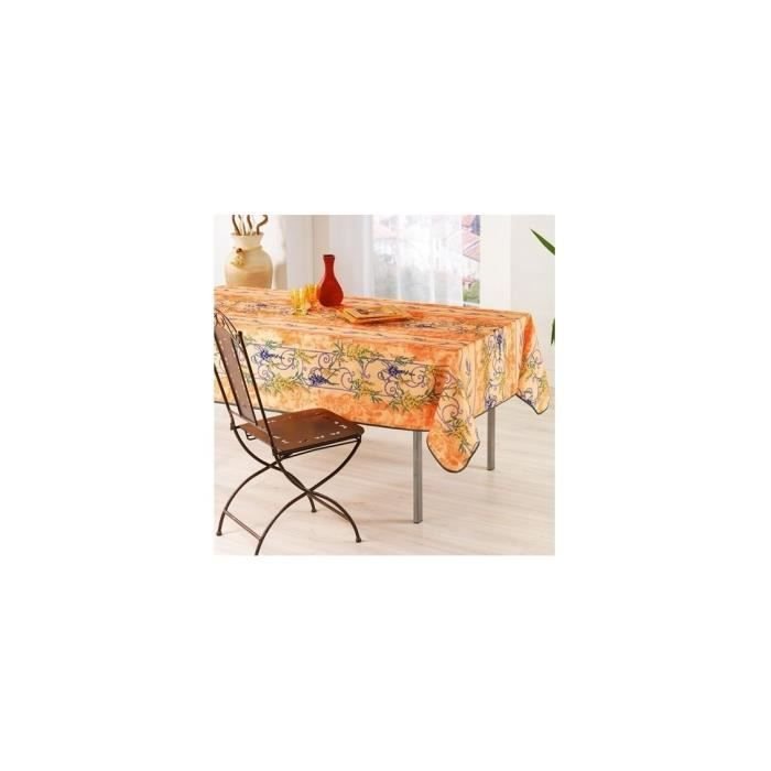 Obrus prowansalski prostokątny lub okrągły, odporny na plamy, glicyna 100% poliester - pomarańczowy - 150x240cm
