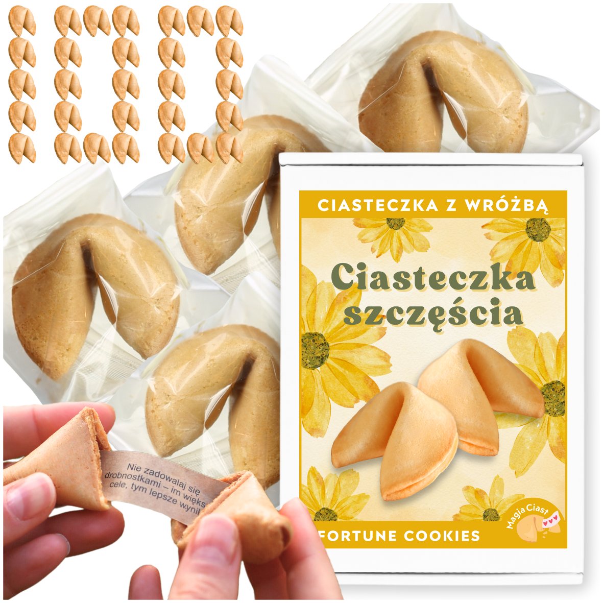 Chińskie Ciasteczka Szczęścia z Wróżbą dla Gości Ciastko Magia Losu 100 szt