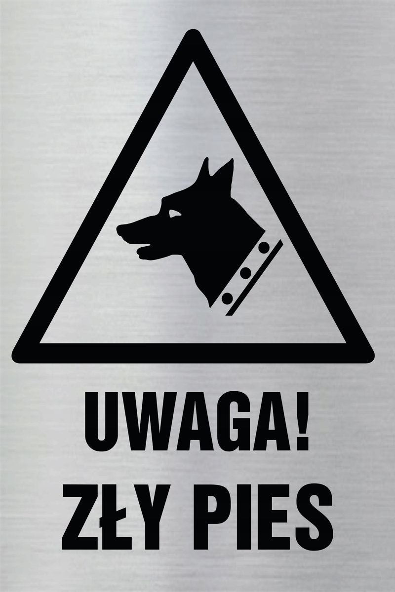 Tabliczka informacyjna, na płot, na dom, Uwaga zły pies, GRAWER 10x15cm