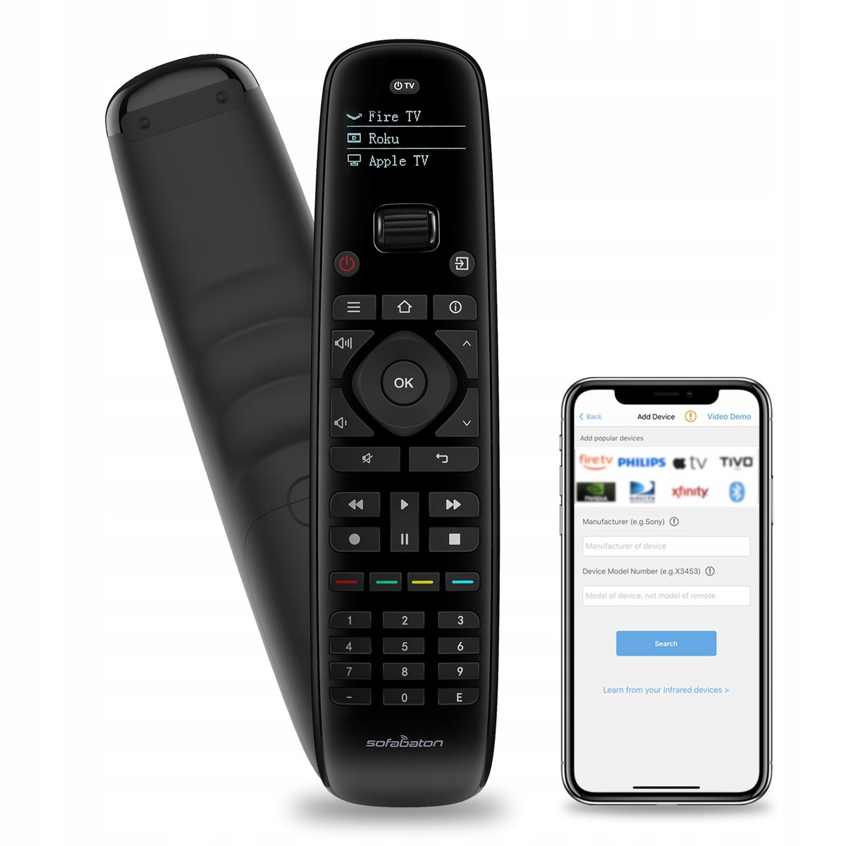 Pilot uniwersalny SofaBaton U2 czarny programowalny OLED