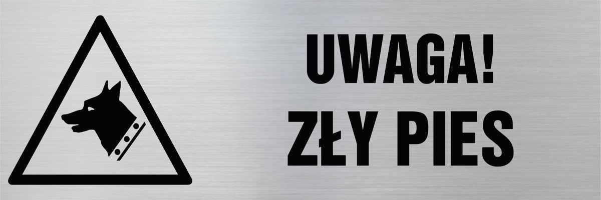 Tabliczka informacyjna, na płot, na dom, Uwaga zły pies, GRAWER 10x30cm