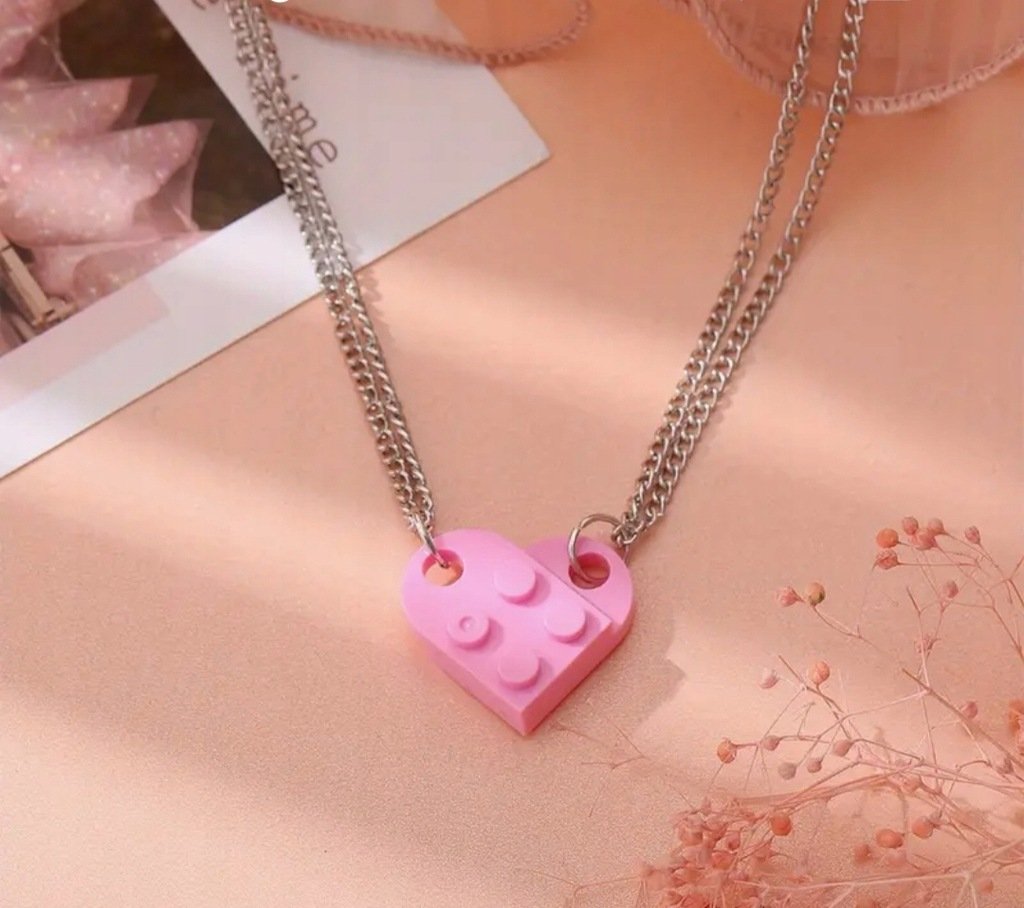 Podwójny naszyjnik wisiorek dla par i przyjaciół serce lego heart prezent