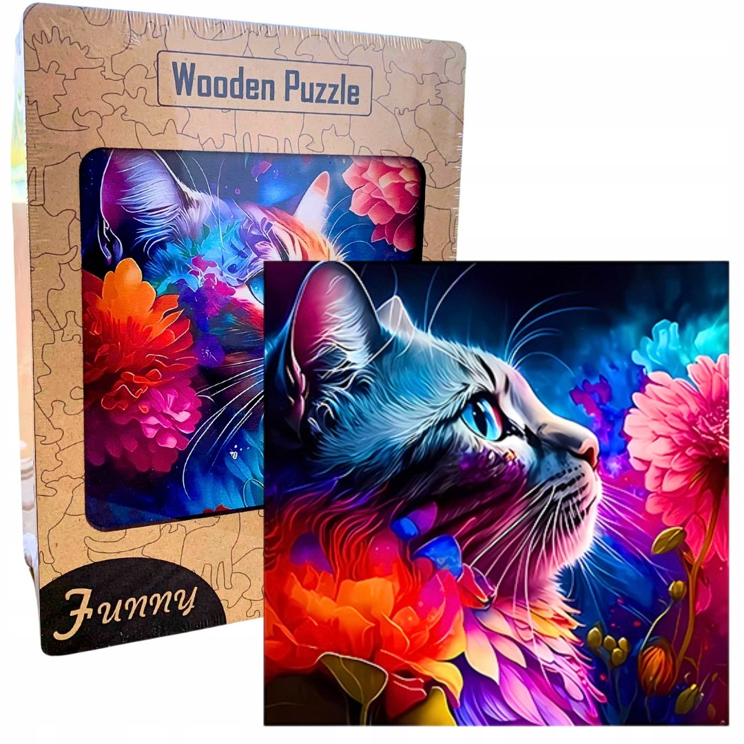 Drewniane Puzzle Edukacyjne A3 Magiczny Kotek Dzieci i Dorośli 240el DUŻE