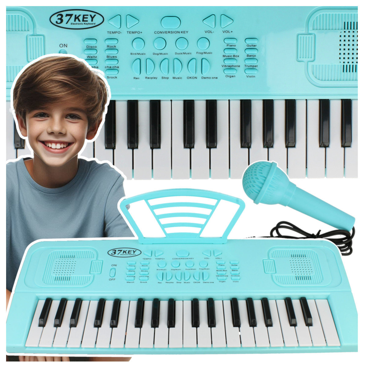 Pianino Elektroniczne Keyboard 37 Klawiszy dla Dzieci z Mikrofonem Z856N