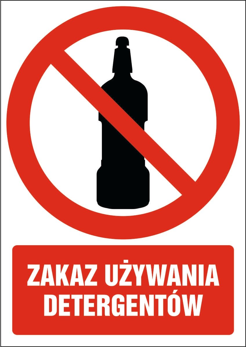Naklejka Zakaz używania detergentów 30x42cm