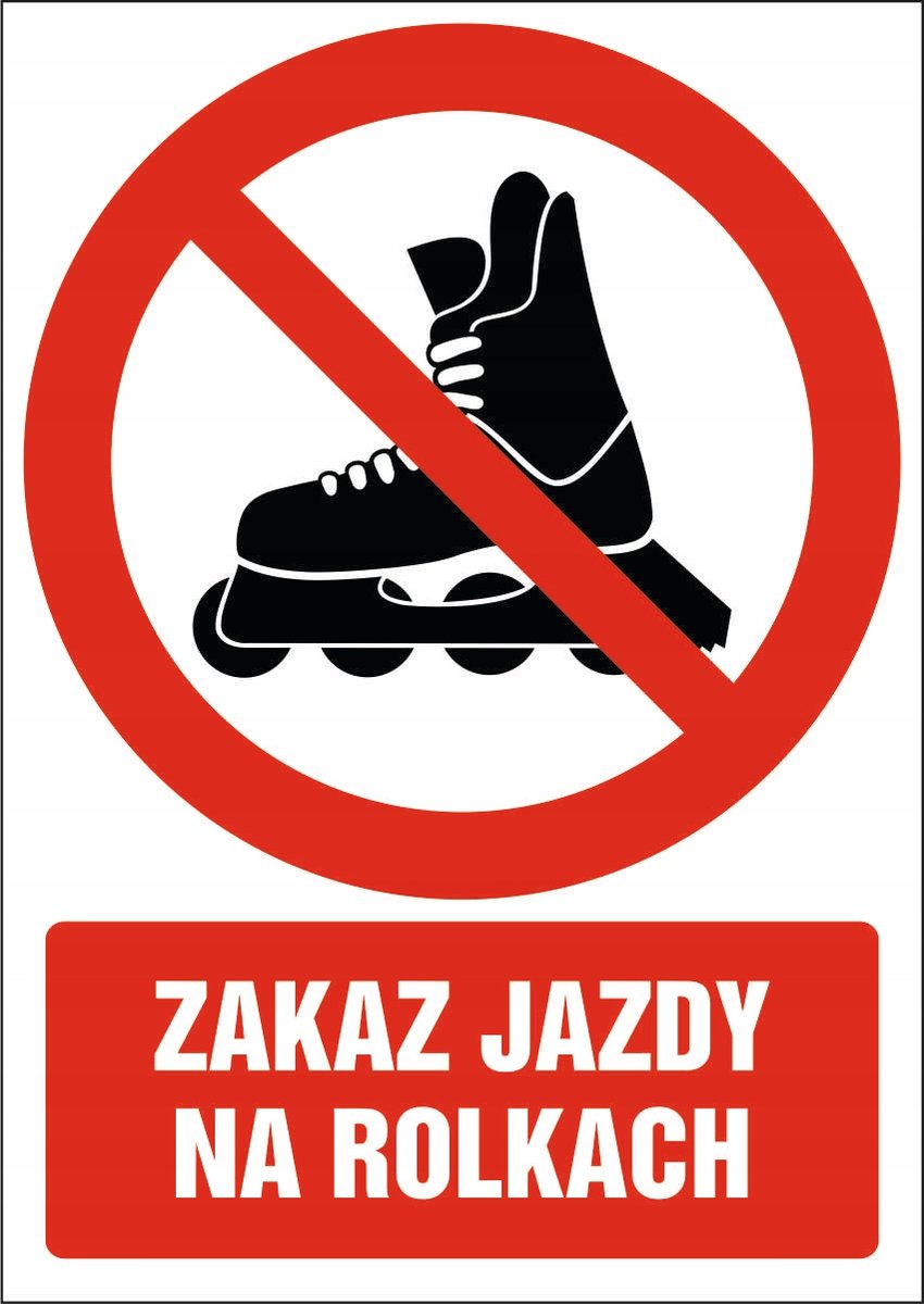 Naklejka Zakaz jazdy na rolkach 30x42cm