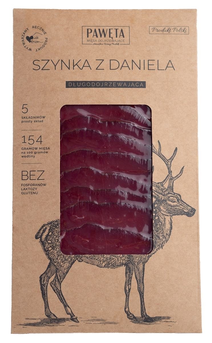 SZYNKA Z DANIELA DOJRZEWAJĄCA PLASTRY BEZGLUTENOWA 50 g - PAWĘTA