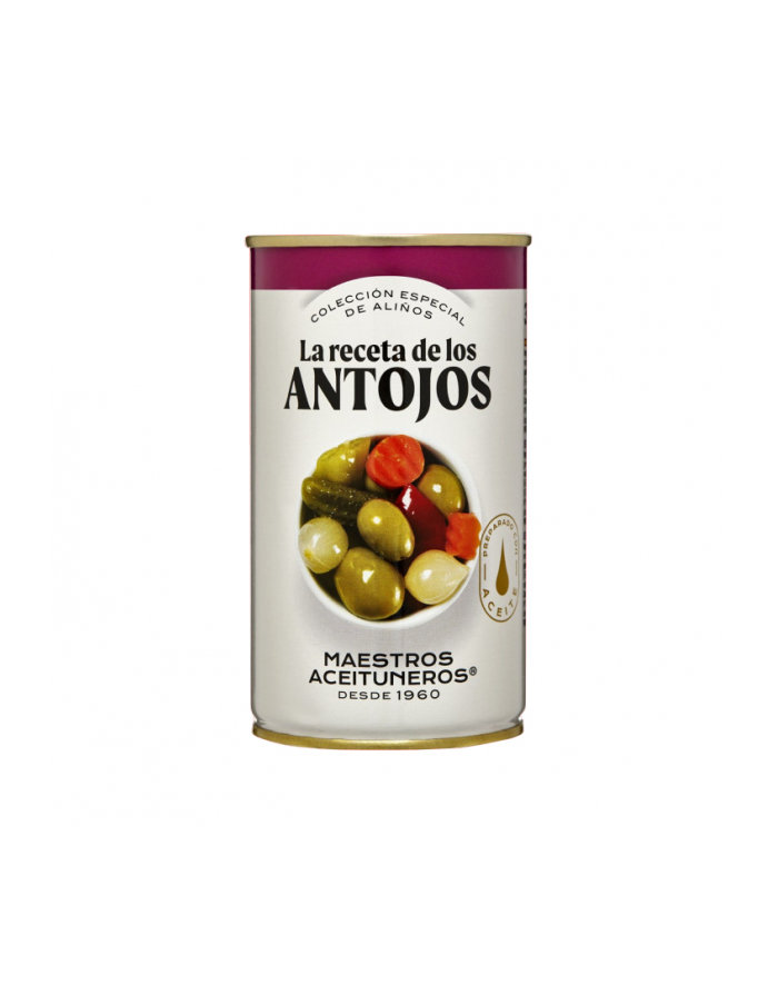 Oliwki MAESTROS ANTOJOS (ALCARRENO) puszka 4,2kg zielone z pestką i warzywami w słodko-słonej marynacie