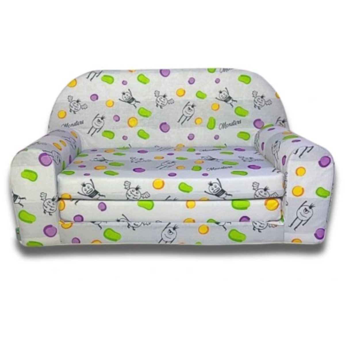 Rozkładana sofka dziecięca mała szara Monster