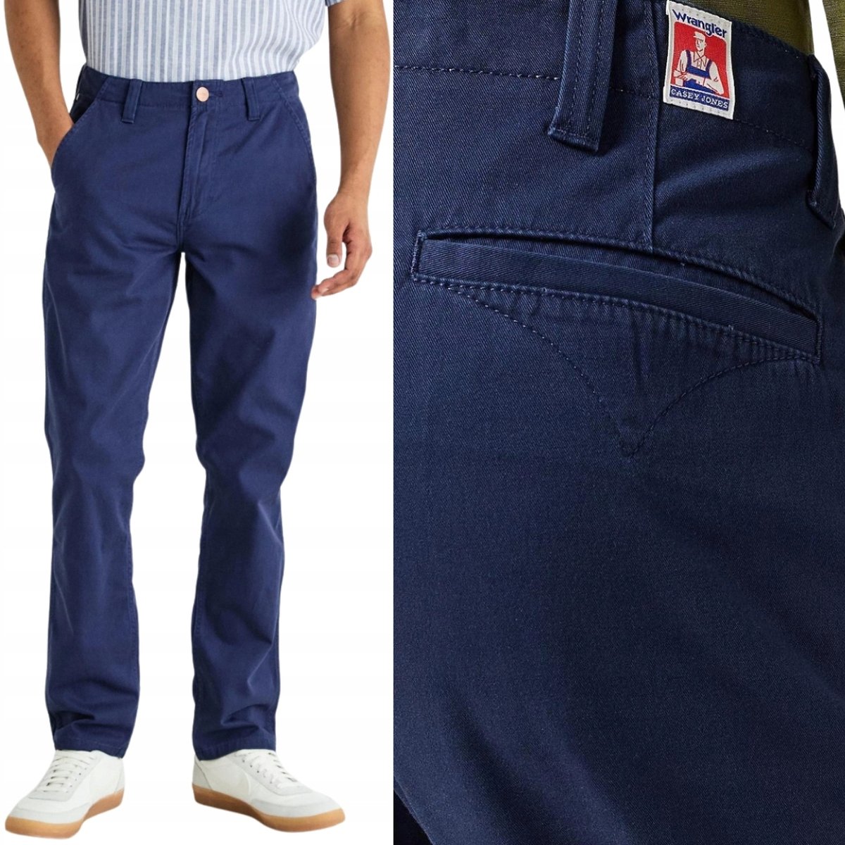 Wrangler CASEY JONES CHINO RELAXED Iris LUŹNE GRANATOWE CHINOSY W32 L32