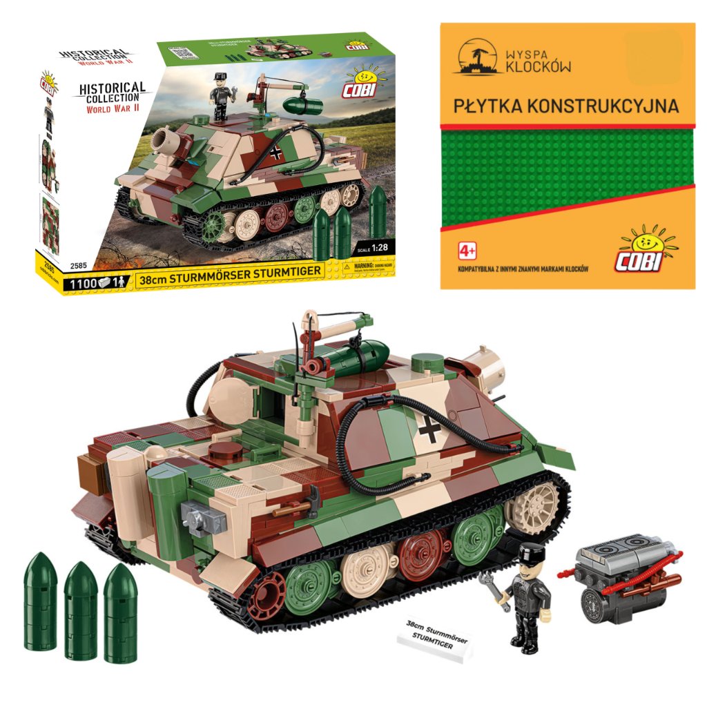 Cobi 2585 czołg STURMMORSER TIGER STURMTIGER HC WW2 1100 El. + PŁYTKA