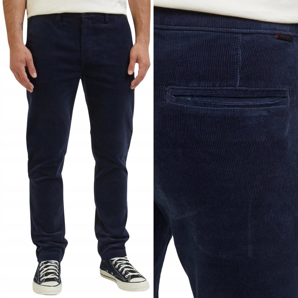 Lee SLIM CHINO Sky Captain GRANATOWE SZTRUKSOWE ZWĘŻANE CHINOSY W33 L34