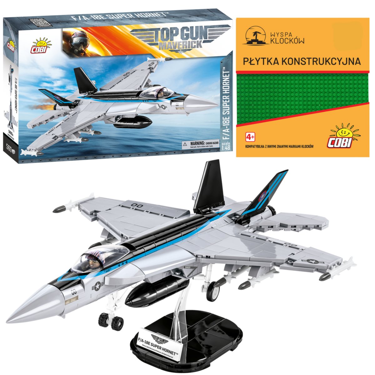 Cobi 5805A SAMOLOT BOEING F/A-18E TOP GUN MAVERICK SUPER HORNET 560 EL. + PŁYTKA