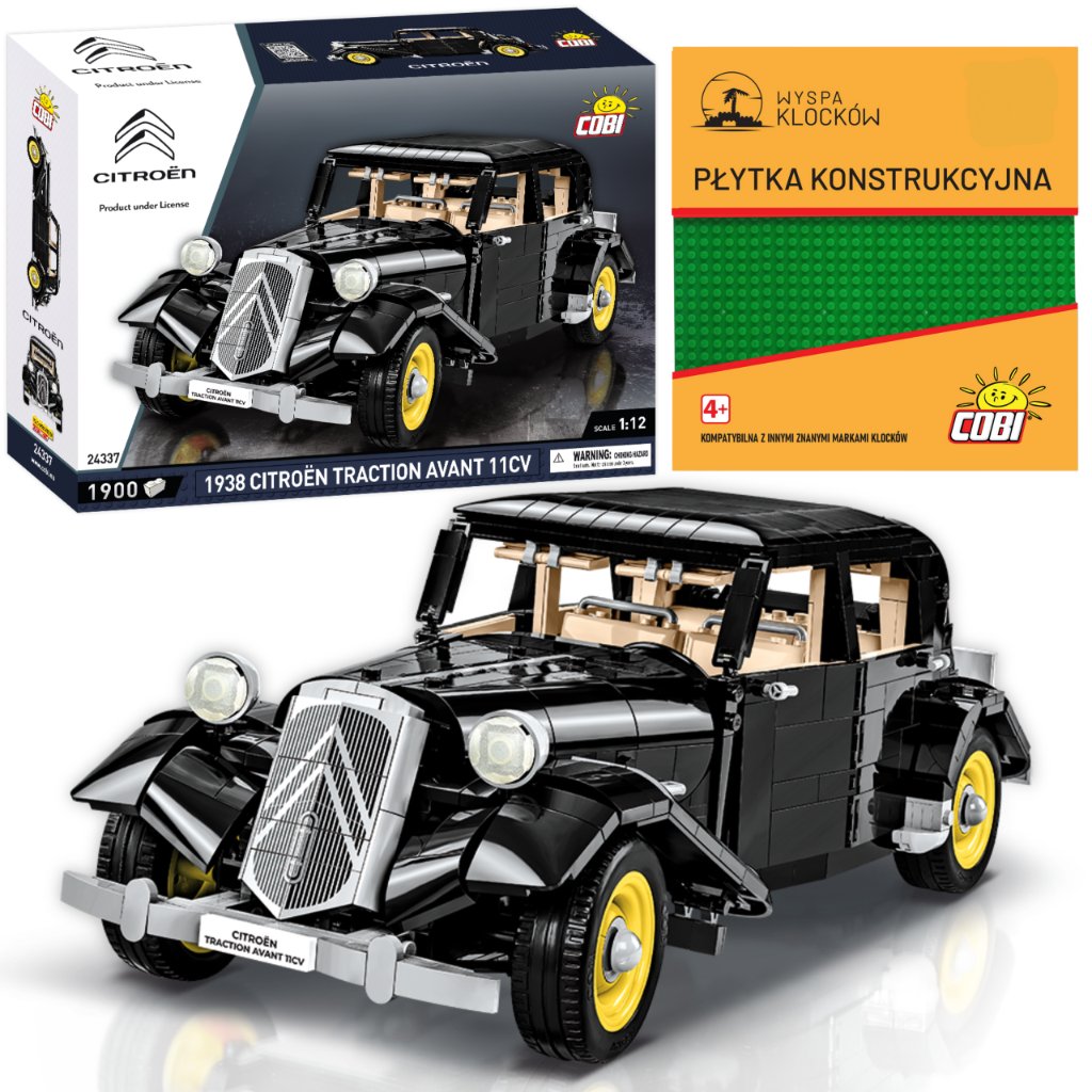 Cobi 24337 SAMOCHÓD CITROEN TRACTION AVANT 11CV 1900EL. AUTO POJAZD KOMPLET + PŁYTKA