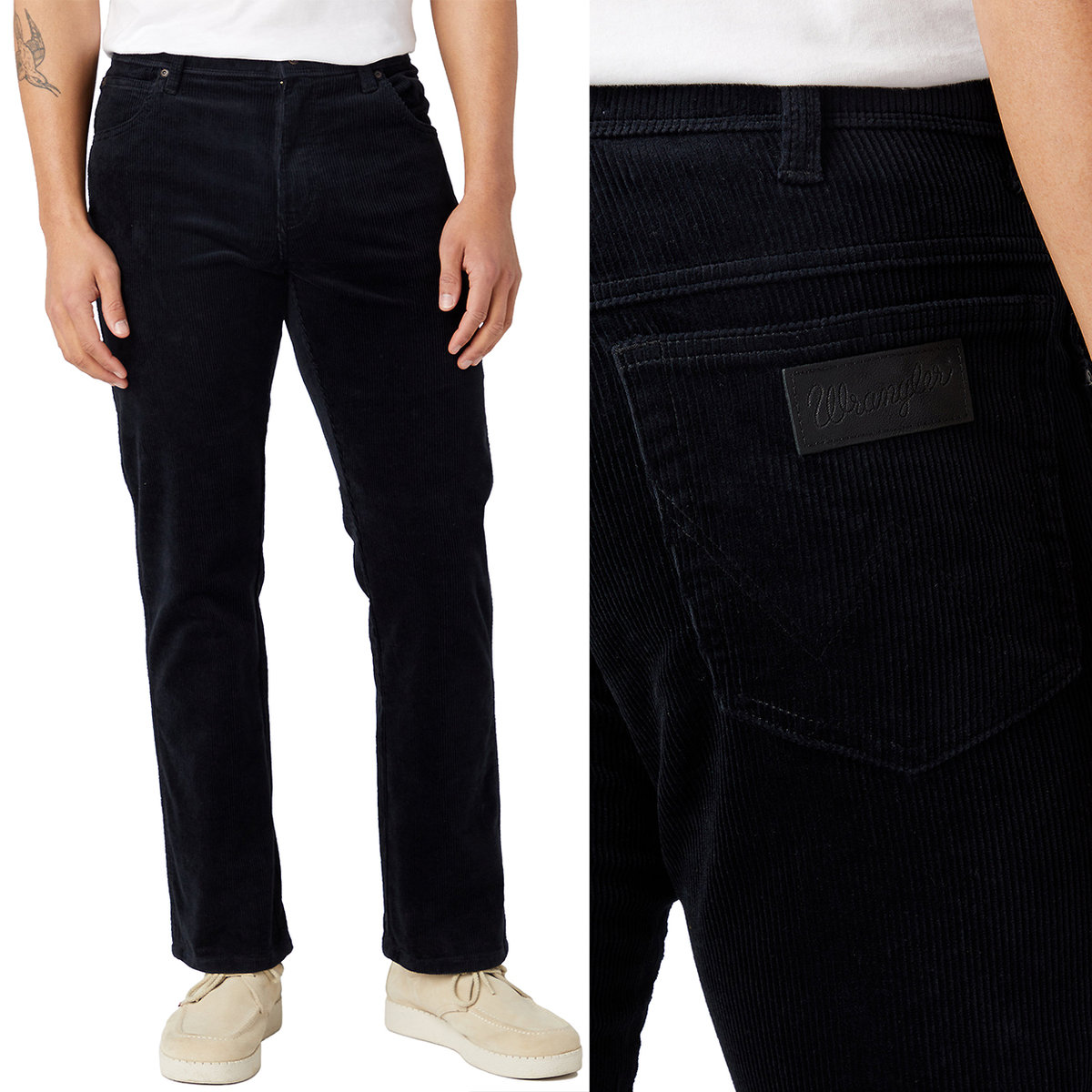 Wrangler GREENSBORO Black CZARNE SPODNIE SZTRUKS W38 L34