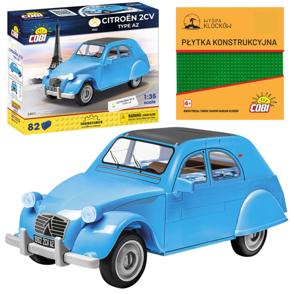 Cobi 24511 SAMOCHÓD CITROEN 2CV AZ POJAZD  AUTO AUTKO 82 EL YOUNGTIMER KOMPLET + PŁYTKA