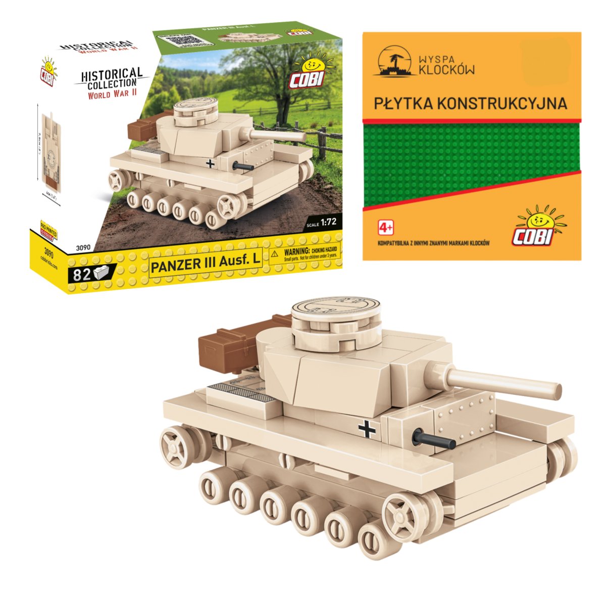 Cobi 3090 Czołg Panzer III Ausf.LHC WW2 82 El. + PŁYTKA