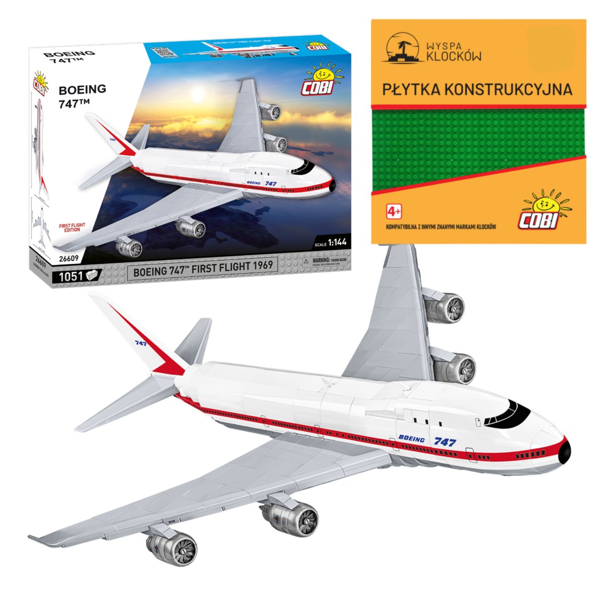 Cobi 26609 Samolot Boeing 747 First Flight 1969 1051 El. + PŁYTKA