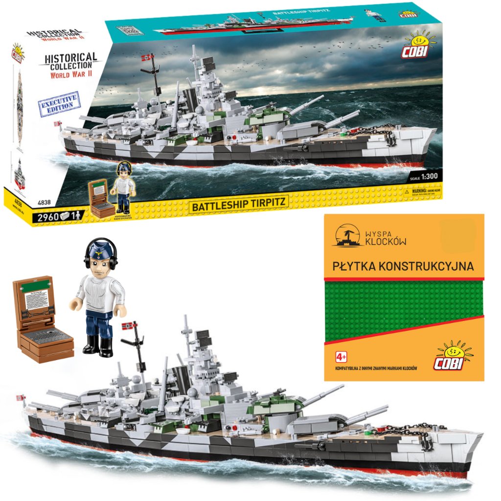 Cobi 4838 Battleship Tirpitz - Executive Edition WW2 HC 2960 EL. + PŁYTKA