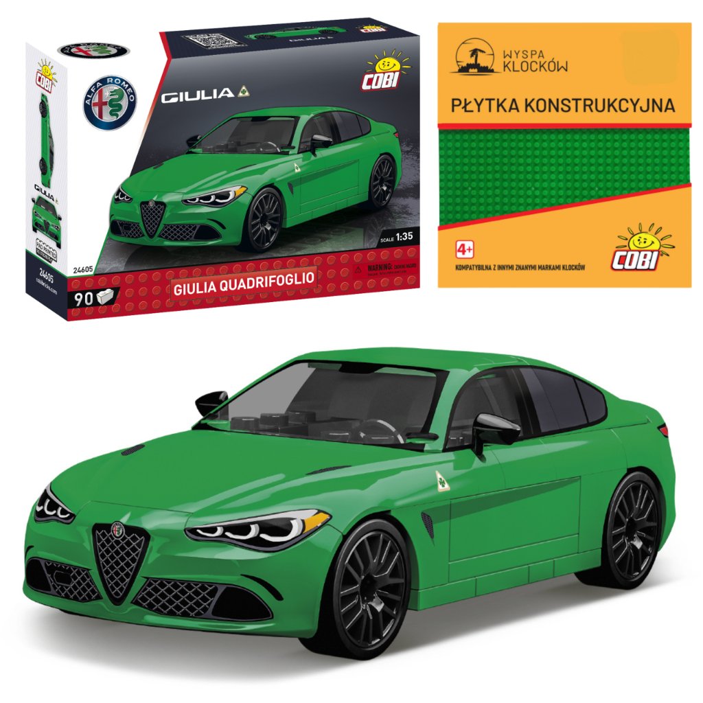 Cobi 24605 Samochód  Giulia Quadrifoglio ALFA ROMEO 90 El. + PŁYTKA