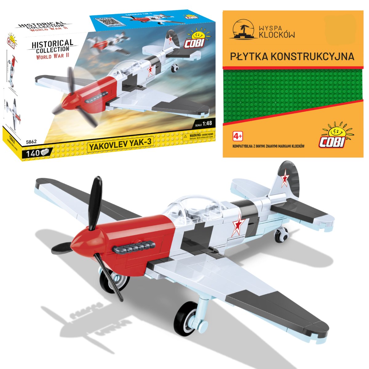 Cobi 5862 Samolot Yakovlev Yak-3 Myśliwiec Wojskowy Ww2 140 El