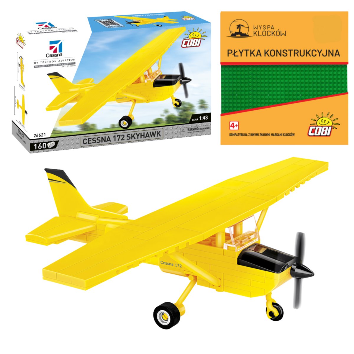 Cobi 26621 Samolot Cessna 172 Skyhawk-Yellow 160 El. + PŁYTKA