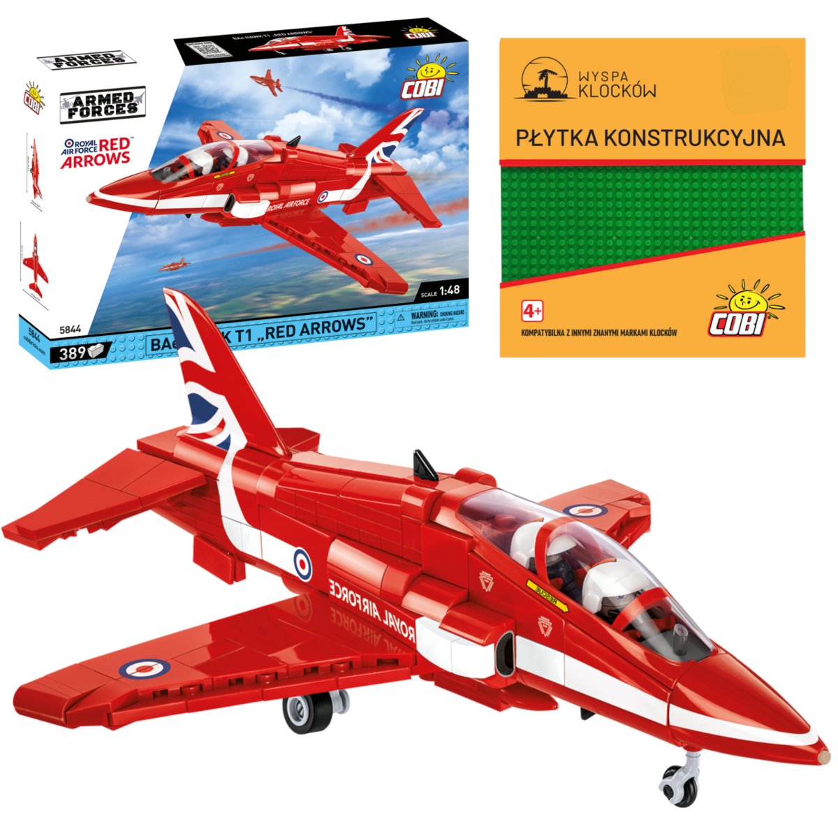 Cobi 5844 Samolot Bae Hawk T1 Red Arrows Armed Forces 389 El. + PŁYTKA