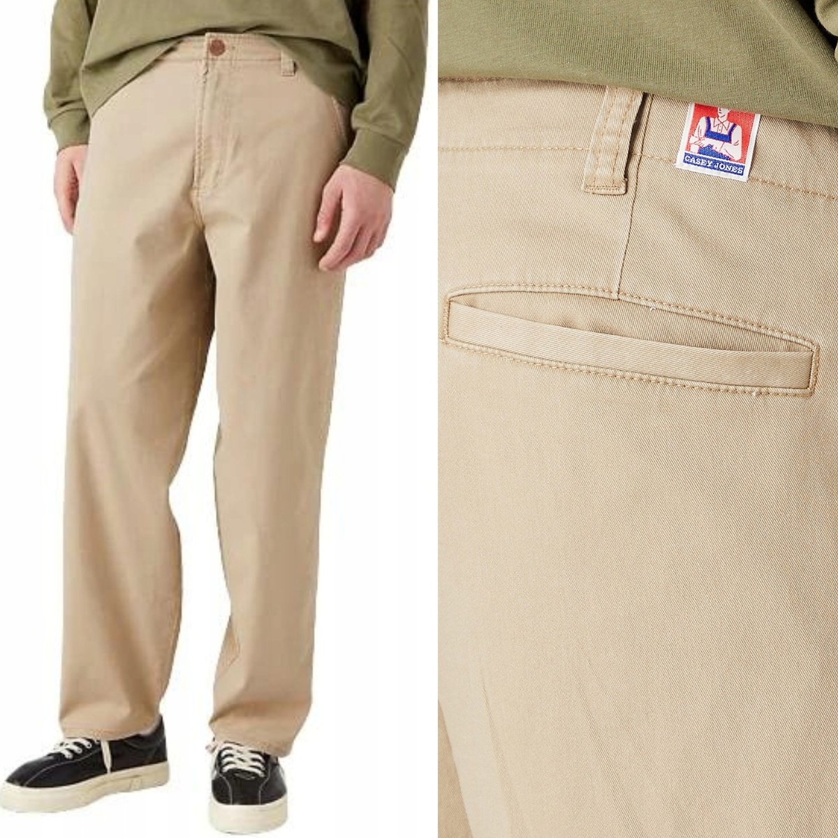 Wrangler CASEY JONES LOOSE CHINO Saddle BARDZO LUŹNE BEŻOWE CHINOSY W32 L32