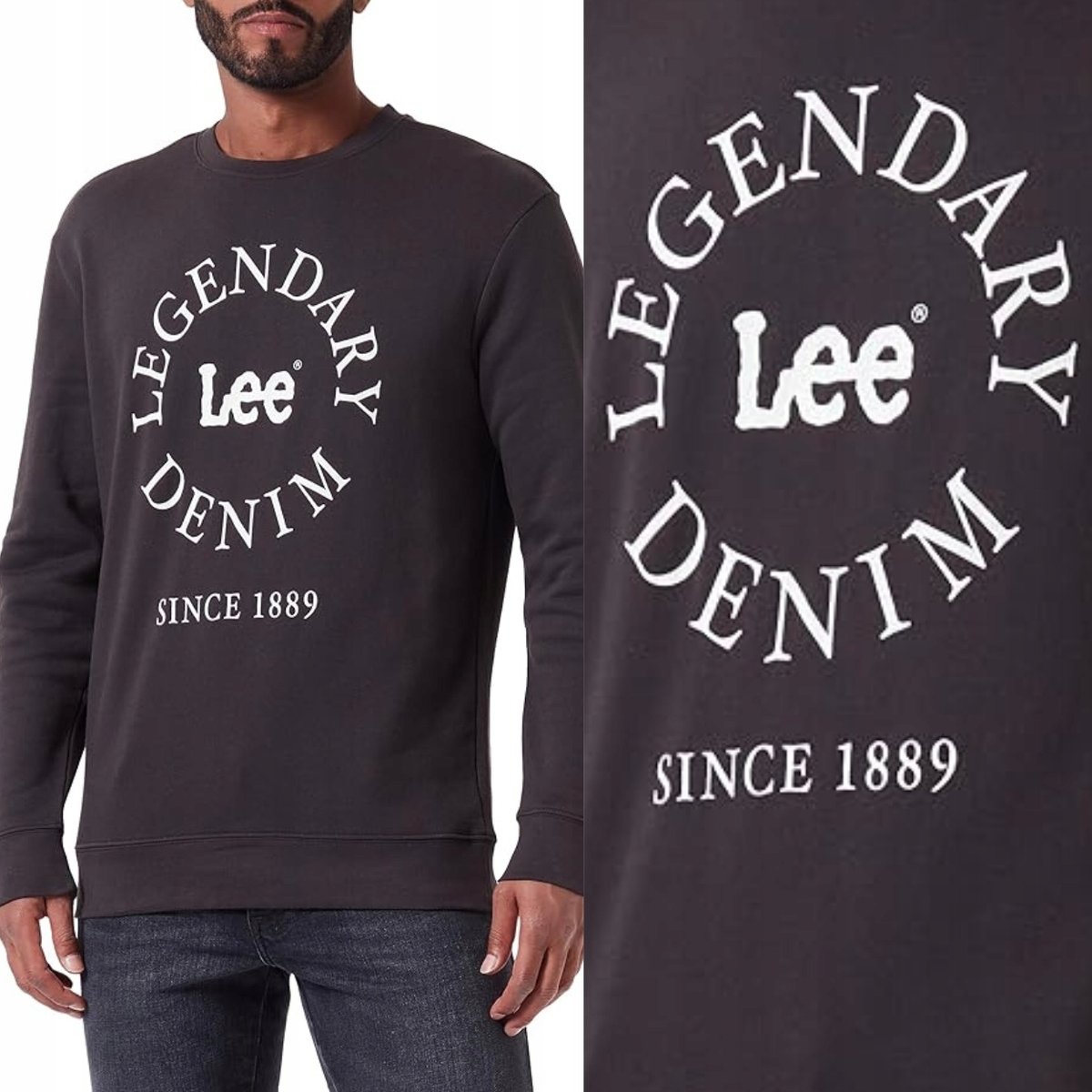 Lee LEGENDARY SWS Washed Black CZARNA BLUZA Z LOGO REGULAR FIT M