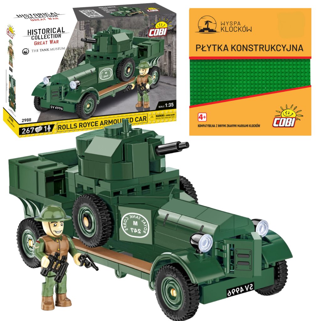 Cobi 2988 Samochód Pancerny Rolls-Royce Armoured Car 1920 Pattern Mk I HC GW 267 EL. + PŁYTKA