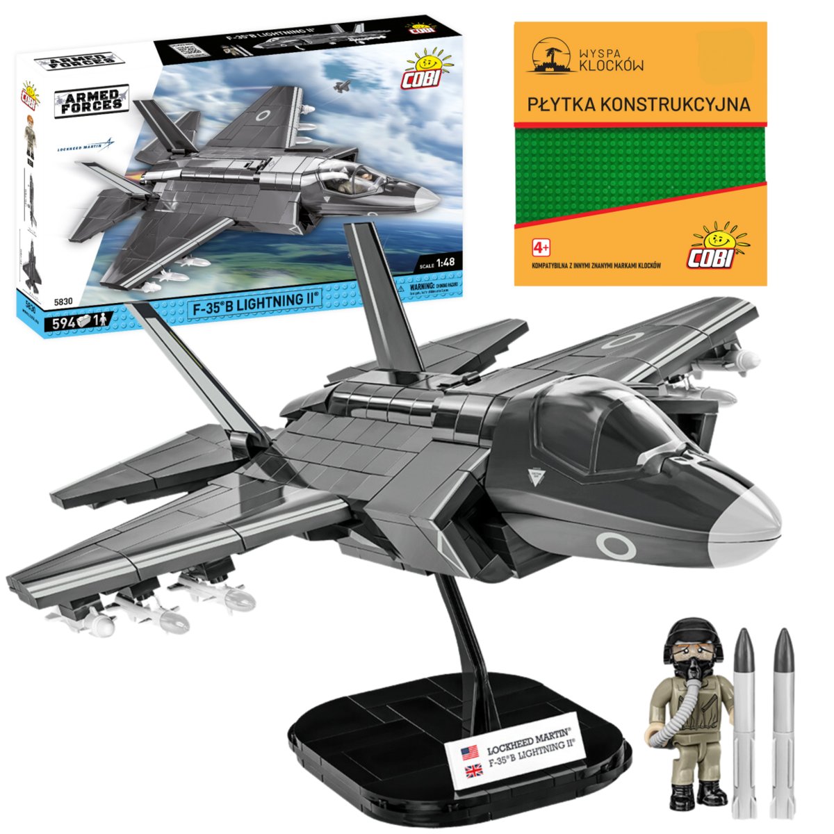 Cobi 5830 Samolot F-35B Lightning II Royal Air Force Armed Forces 594 El. + PŁYTKA
