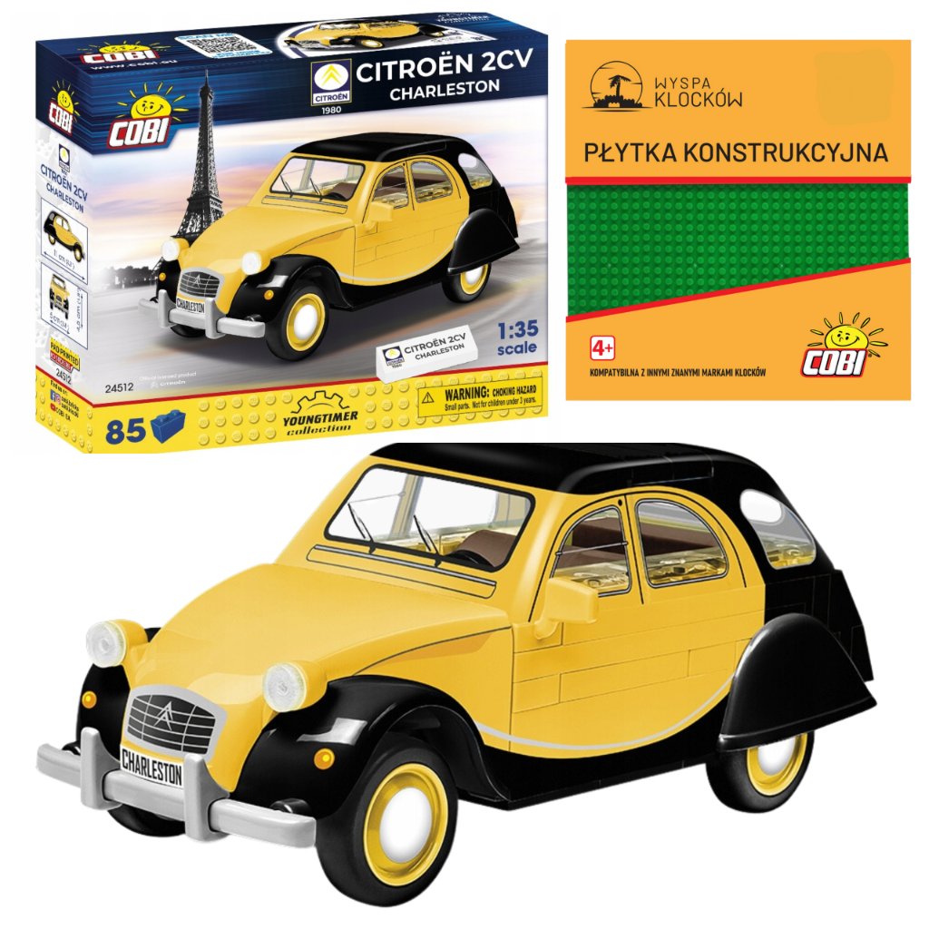 Cobi 24512 SAMOCHÓD CITROEN 2CV CHARLESTON POJAZD AUTO AUTKO 85 EL YOUNGTIMER KOMPLET  + PŁYTKA