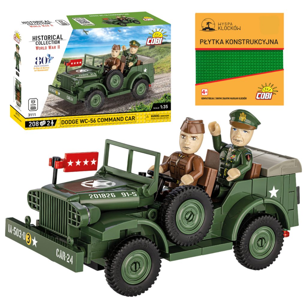 Cobi 3111 Samochód Dodge WC-56 Command Car HC WW2 208 El. + PŁYTKA