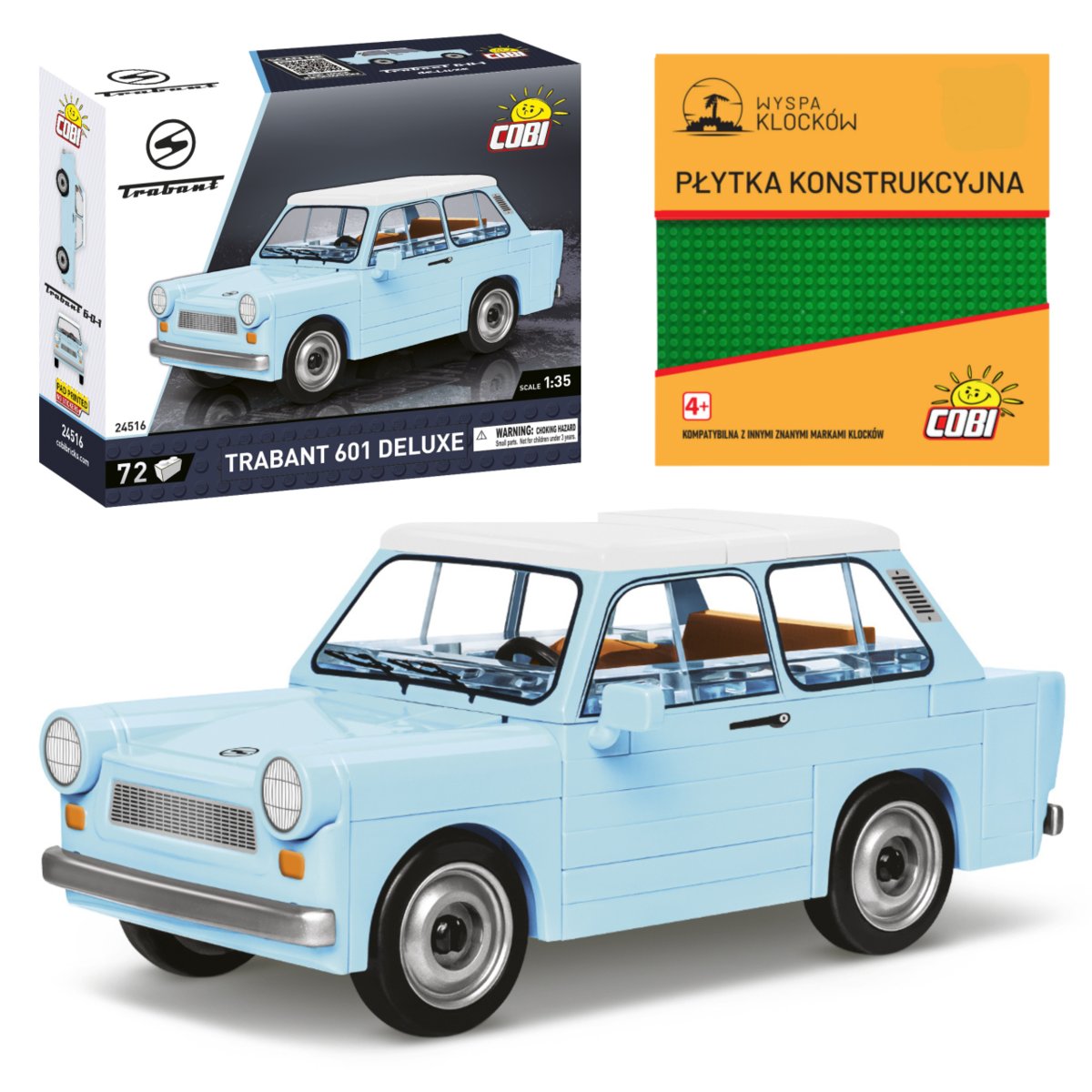 Cobi 24516 Samochód Trabant 601 Deluxe 71 El. + PŁYTKA