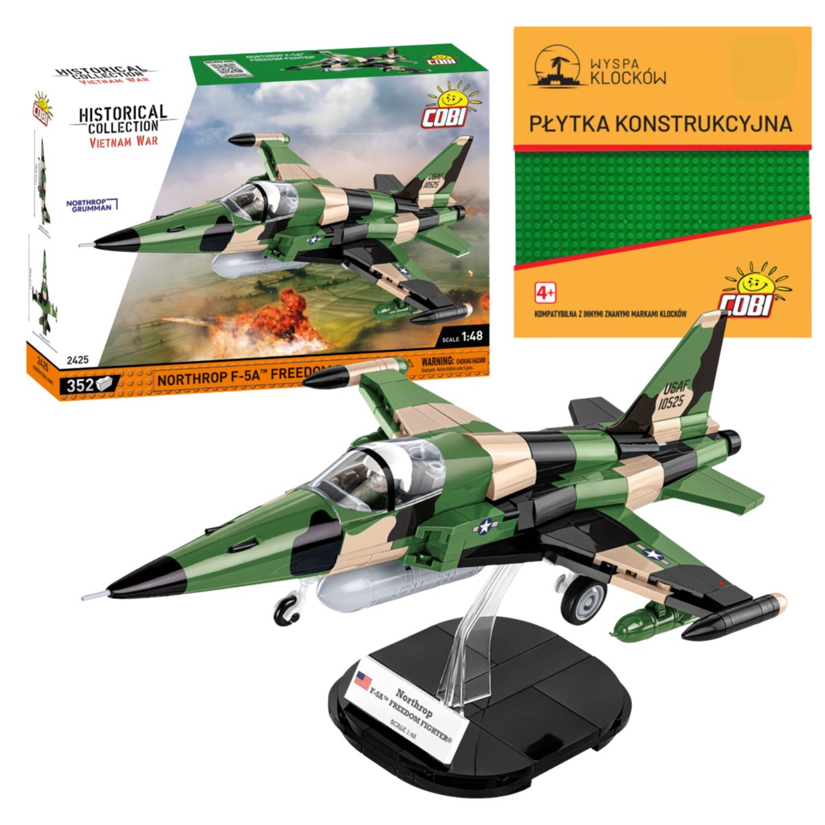 Cobi 2425 SAMOLOT MYŚLIWISKI Northrop F-5A Freedom Fighter HC VIETNAM WAR 352 El. + PŁYTKA