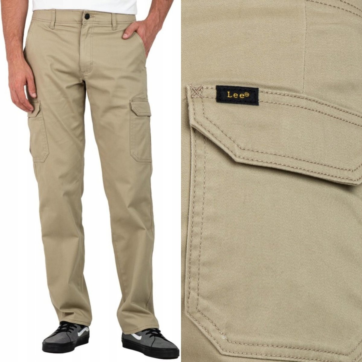 Lee STRAIGHT CARGO MVP Extreme Motion KC KHAKI BEŻOWE BOJÓWKI W32 L32